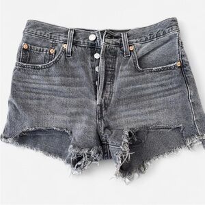 Levi’s 501 Premium Black Distressed Shorts Size 26